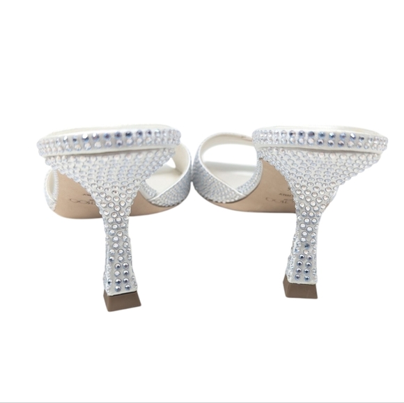 NIB Jimmy Choo Skye 70 Silver Crystal Kitten Heel Sandal Size EU 37.5 - Picture 7 of 12